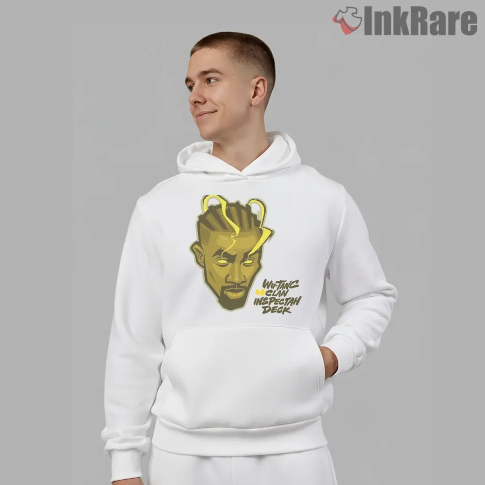 Inspectah Deck Gold Portrait Wu Tang Shirt on white hoodie for men graphic tee