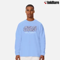 Men’s Inspire 90s Jesus Christ The Force No Dark Side Star Wars Long-Sleeve Shirt in light blue | Sleek, Lightweight, Year-Round Wear