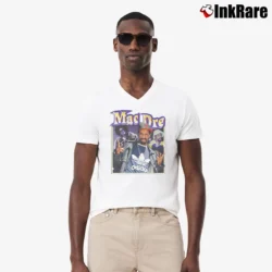 Men’s Inspired Mac Dre Rap V-Neck Tee in white | Sharp, Breathable, Everyday Staple