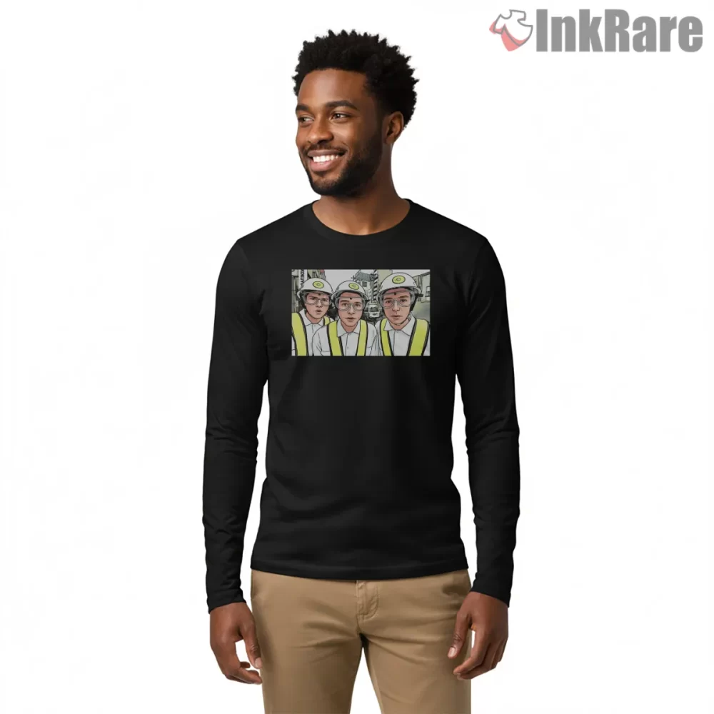 Intergalactic Construction Crew Cartoon Beastie Boys Shirt on black long sleeve shirt for men graphic tee