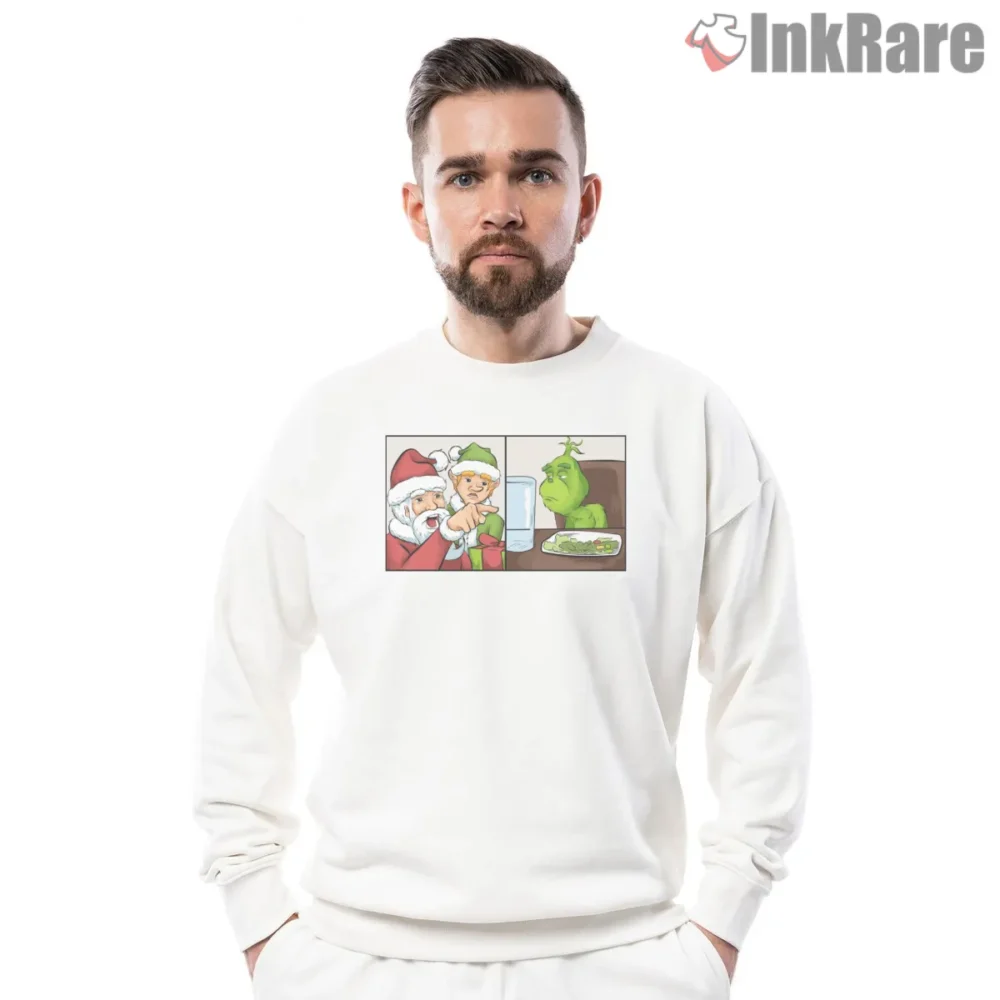 Internet Meme Santa And Grinch Christmas Shirt on graphic shirt for men graphic tee