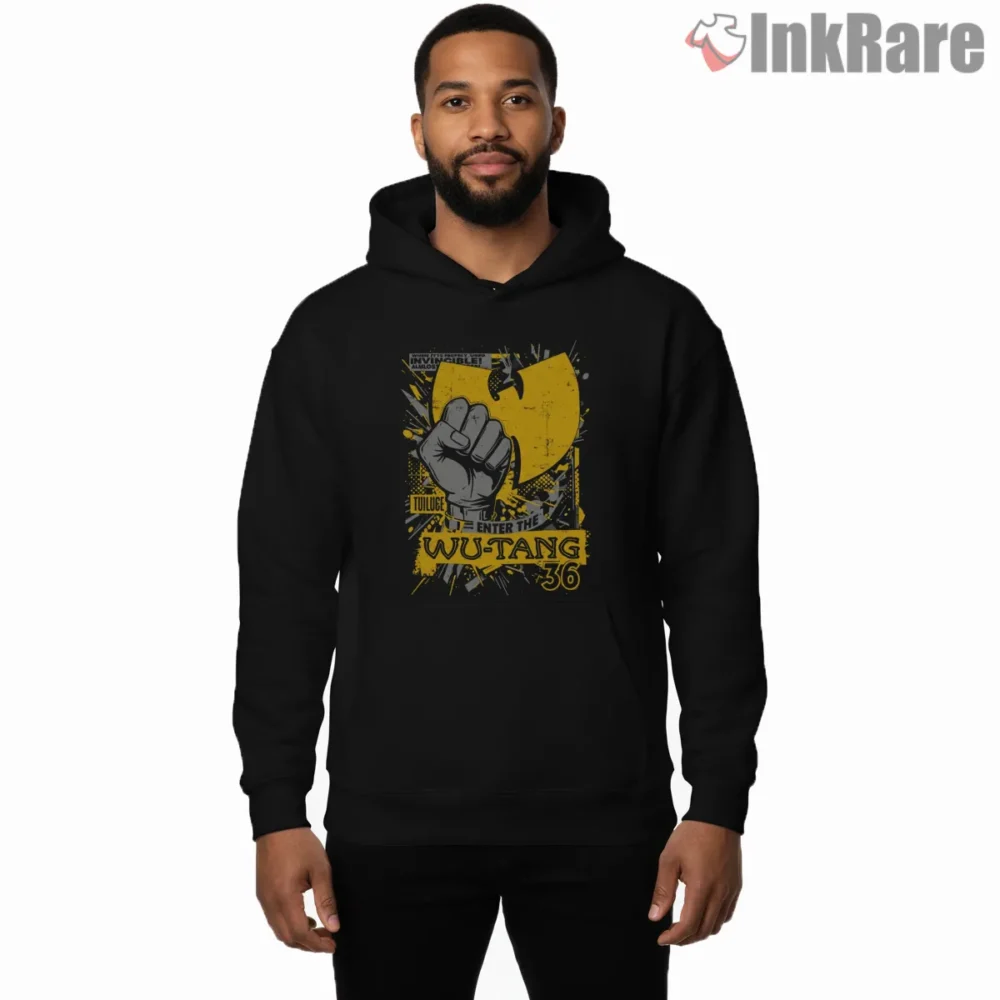 Invincible Fist 36 Wu Tang Shirt on black hoodie for men graphic tee