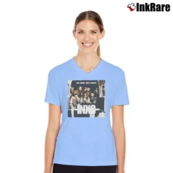 Women’s INXS Full Moon Dirty Hearts Album 1993 V-Neck Tee in light blue | Chic Neckline, Soft Texture