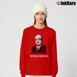 Women’s Ioannis Metaxas Oxi Greek Ww2 Long-Sleeve Top in red | Sleek, Versatile, All-Season