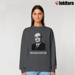 Women’s Ioannis Metaxas Oxi Greek Ww2 Relaxed Sweatshirt in charcoal | Soft, Laid-Back Vibe