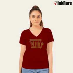 Women’s Iowa City Tailgate College Pride V-Neck Tee in maroon | Chic Neckline, Soft Texture