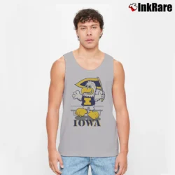 Men’s Iowa Hawkeyes 1987 Mascot Spellout 80s Graphic Tank Top in sport grey | Breathable, Active-Friendly Design