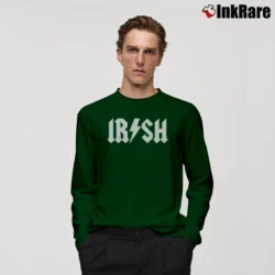 Men’s Irish Acdc for Rock Band Fans with Celtic Style Long-Sleeve Shirt in forest green | Sleek, Lightweight, Year-Round Wear