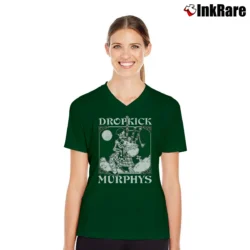 Women’s Irish Punk Dropkick Murphys V-Neck Tee in forest green | Chic Neckline, Soft Texture