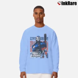 Men’s Iron Man Iron Patriot Marvel Comics Movie Long-Sleeve Shirt in light blue | Sleek, Lightweight, Year-Round Wear