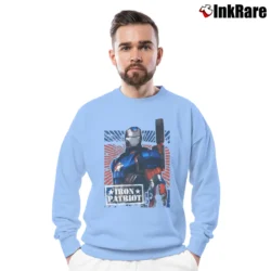 Men’s Iron Man Iron Patriot Marvel Comics Movie Crewneck Sweatshirt in light blue | Cozy Fabric, Clean Style