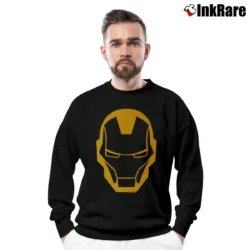 Men’s Iron Man Marvel Comics Distressed Face Crewneck Sweatshirt in black | Cozy Fabric, Clean Style
