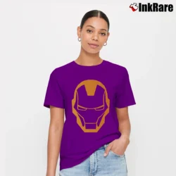 Women’s Iron Man Marvel Comics Distressed Face Signature T-Shirt in purple | Soft, Flattering Fit