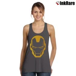 Women’s Iron Man Marvel Comics Distressed Face Tank Top in charcoal | Lightweight, Movement-Friendly