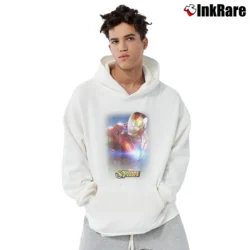 Men’s Iron Man Strike Force Glow Portrait Marvel Pullover Hoodie in white | Cozy, Durable, Modern Fit