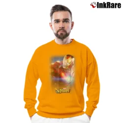 Men’s Iron Man Strike Force Glow Portrait Marvel Crewneck Sweatshirt in orange | Cozy Fabric, Clean Style