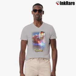 Men’s Iron Man Strike Force Glow Portrait Marvel V-Neck Tee in sport grey | Sharp, Breathable, Everyday Staple