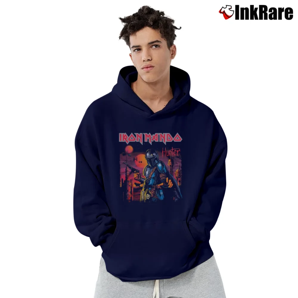 Men’s Iron Mando Mandalorian Pullover Hoodie in navy | Cozy, Durable, Modern Fit