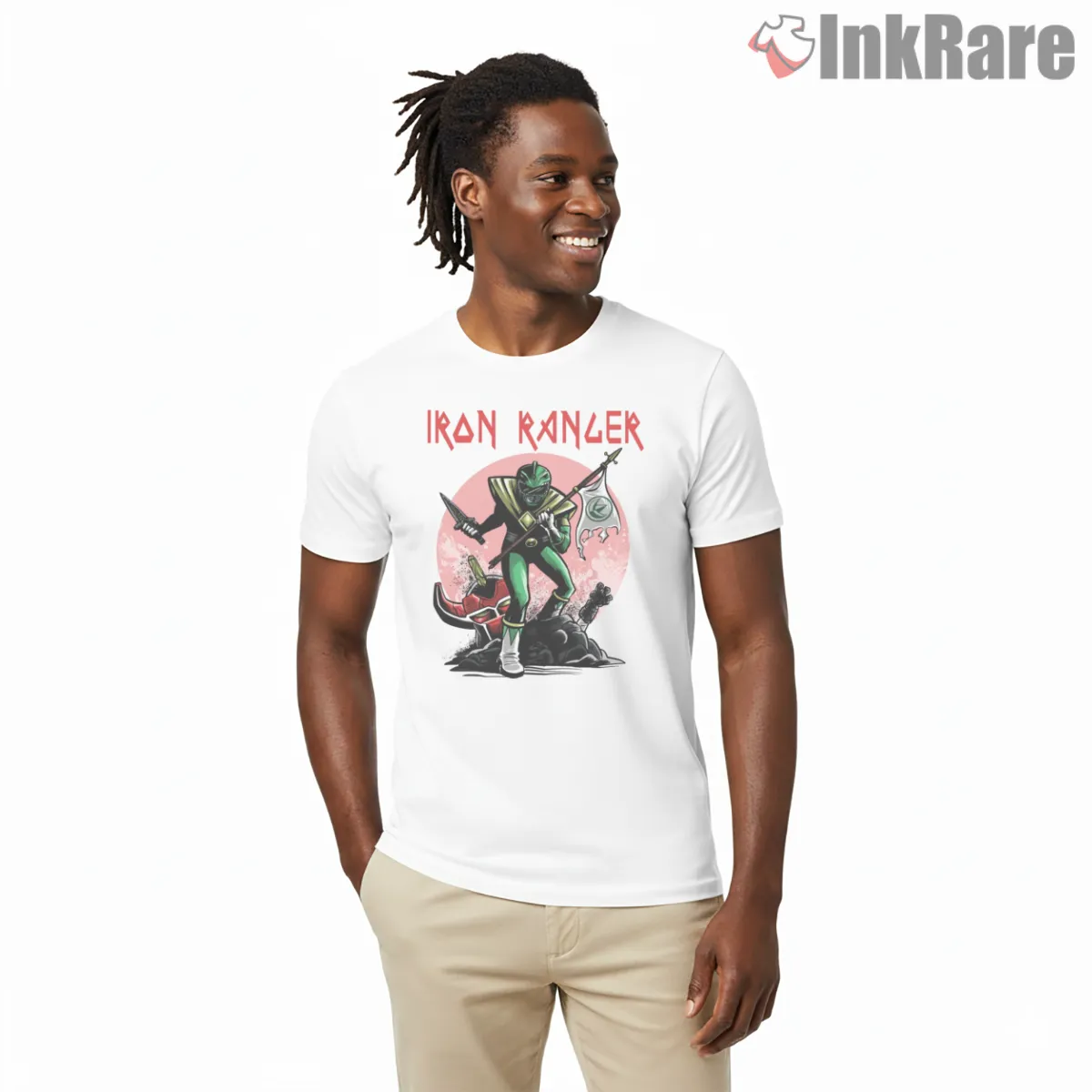 Iron Ranger Heavy Metal Hero Short Sleeve White Iron Ranger Heavy Metal Hero Shirt on white short sleeve shirt for men graphic tee