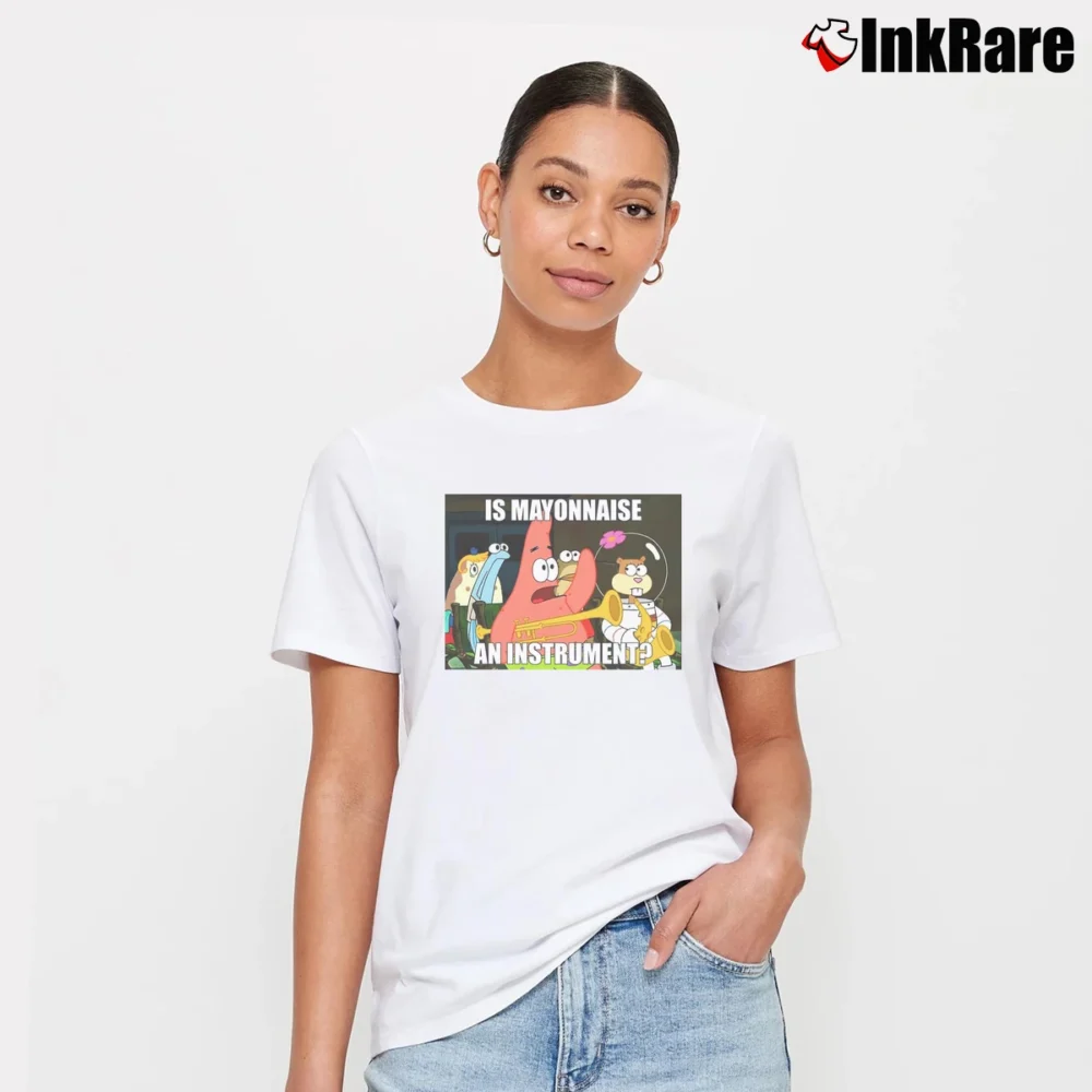 Women’s Is Mayonnaise An Instrument Meme Signature T-Shirt in white | Soft, Flattering Fit