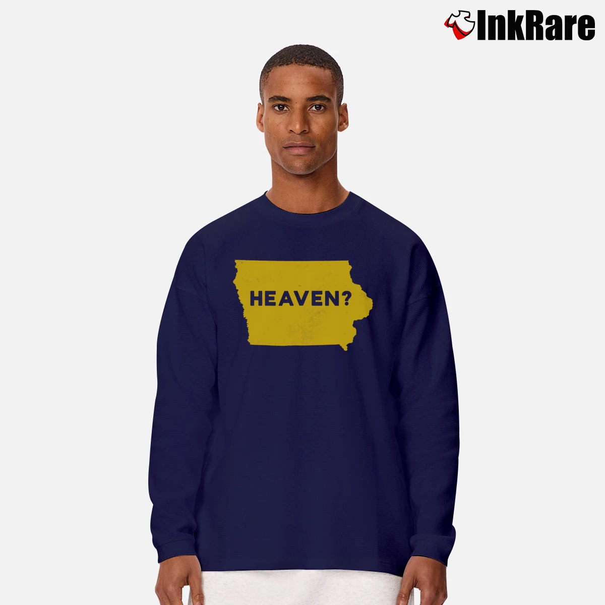 is this heaven iowa Men’s Long-Sleeve Tee in navy – Versatile Layering Men’s is this heaven iowa Long-Sleeve Shirt in navy | Sleek, Lightweight, Year-Round Wear