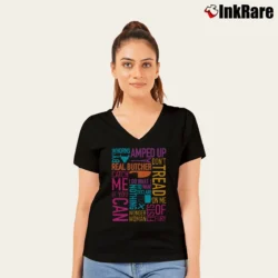 Women’s Isopure Graphics Workout Style V-Neck Tee in black | Chic Neckline, Soft Texture