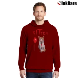 Men’s It Movie Pennywise Cat Stephen King Pullover Hoodie in maroon | Cozy, Durable, Modern Fit