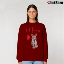 Women’s It Movie Pennywise Cat Stephen King Relaxed Sweatshirt in maroon | Soft, Laid-Back Vibe