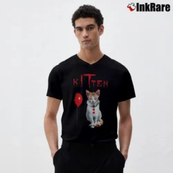 Men’s It Movie Pennywise Cat Stephen King V-Neck Tee in black | Sharp, Breathable, Everyday Staple
