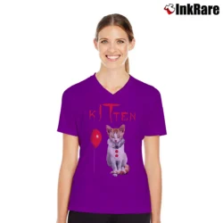 Women’s It Movie Pennywise Cat Stephen King V-Neck Tee in purple | Chic Neckline, Soft Texture