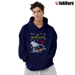 Men’s It's A Hallmark Channel And Coffee Kind Of Day Snoopy Pullover Hoodie in navy | Cozy, Durable, Modern Fit