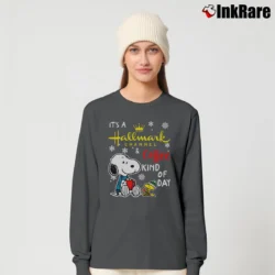 Women’s It's A Hallmark Channel And Coffee Kind Of Day Snoopy Long-Sleeve Top in charcoal | Sleek, Versatile, All-Season