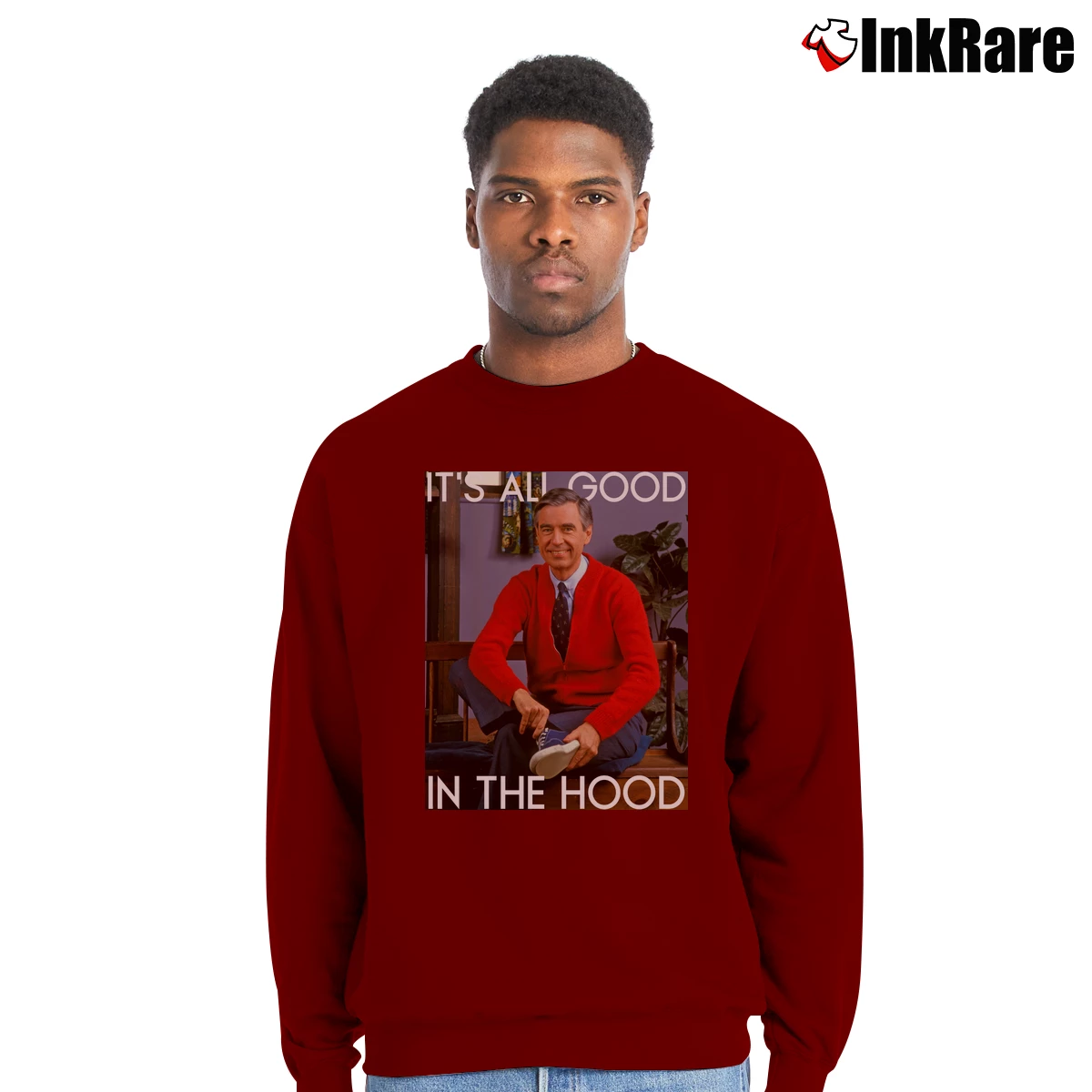 It’s All Good In The Hood Men’s Crewneck Sweatshirt in maroon – Soft & Durable Men’s It's All Good In The Hood Crewneck Sweatshirt in maroon | Cozy Fabric, Clean Style