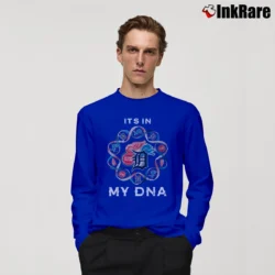 Men’s It's In My DNA Detroit Sports DNA Tigers Lions Pistons Red Wings Long-Sleeve Shirt in royal blue | Sleek, Lightweight, Year-Round Wear