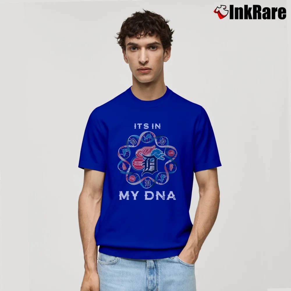 Men’s It's In My DNA Detroit Sports DNA Tigers Lions Pistons Red Wings Classic T-Shirt in royal blue | Soft, Breathable Everyday Wear