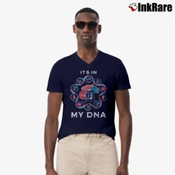 Men’s It's In My DNA Detroit Sports DNA Tigers Lions Pistons Red Wings V-Neck Tee in navy | Sharp, Breathable, Everyday Staple