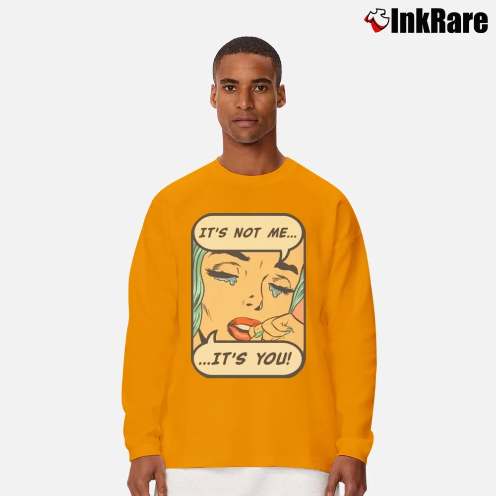 Men’s It's Not Me It's You Funny Long-Sleeve Shirt in orange | Sleek, Lightweight, Year-Round Wear