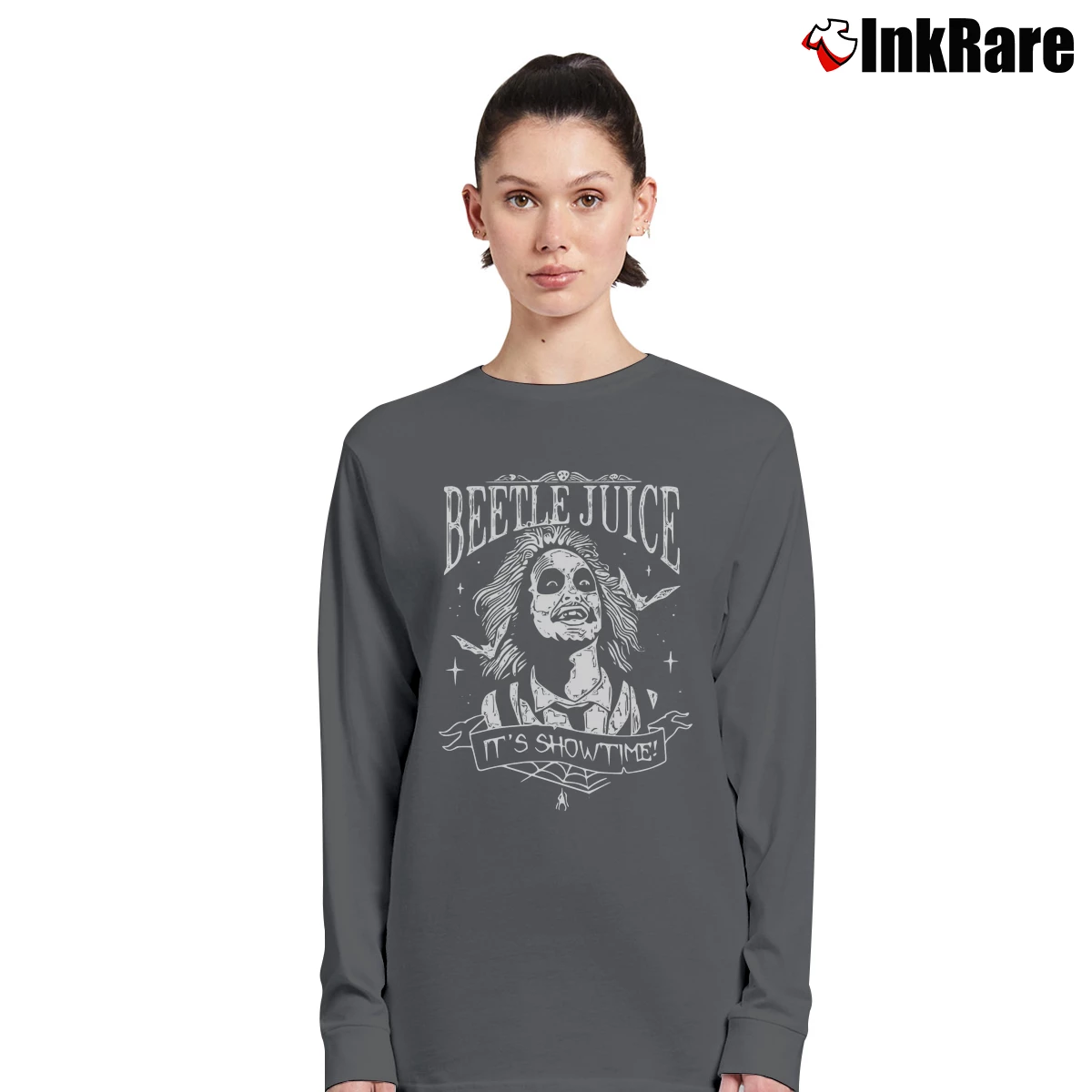 It’s Showtime Beetlejuice Women’s Long-Sleeve Top in charcoal – Effortless Layer Women’s It's Showtime Beetlejuice Long-Sleeve Top in charcoal | Sleek, Versatile, All-Season