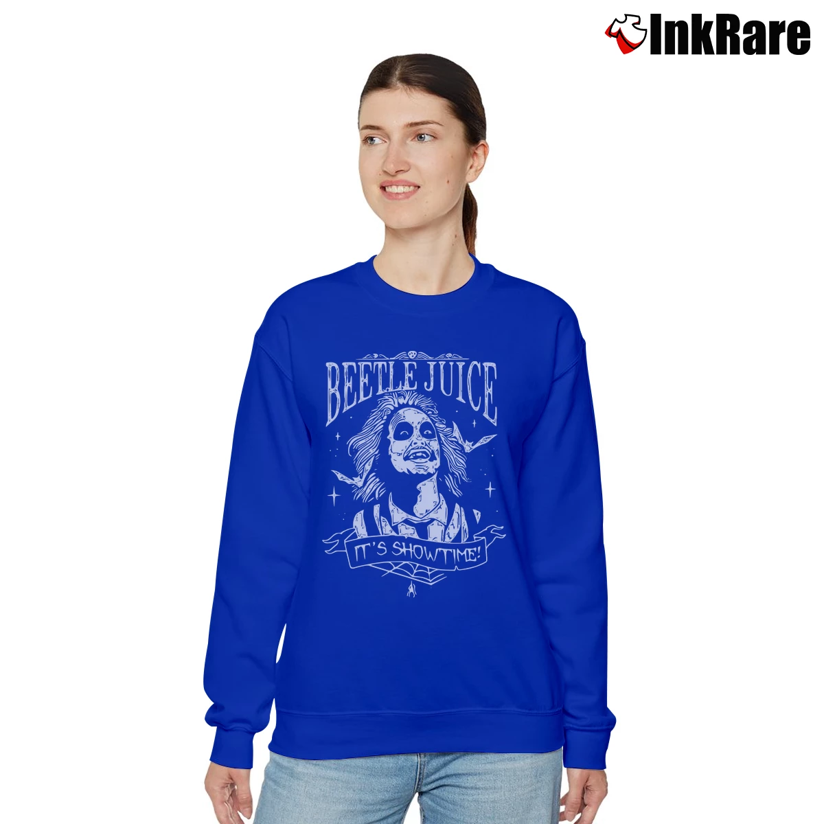 It’s Showtime Beetlejuice Women’s Relaxed Sweatshirt in royal blue – Cozy Casual Women’s It's Showtime Beetlejuice Relaxed Sweatshirt in royal blue | Soft, Laid-Back Vibe