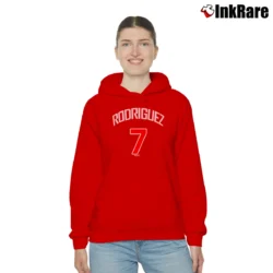 Women’s Ivan Rodriguez Rangers Cooperstown Cozy Hoodie in red | Warm, Structured, Stylish