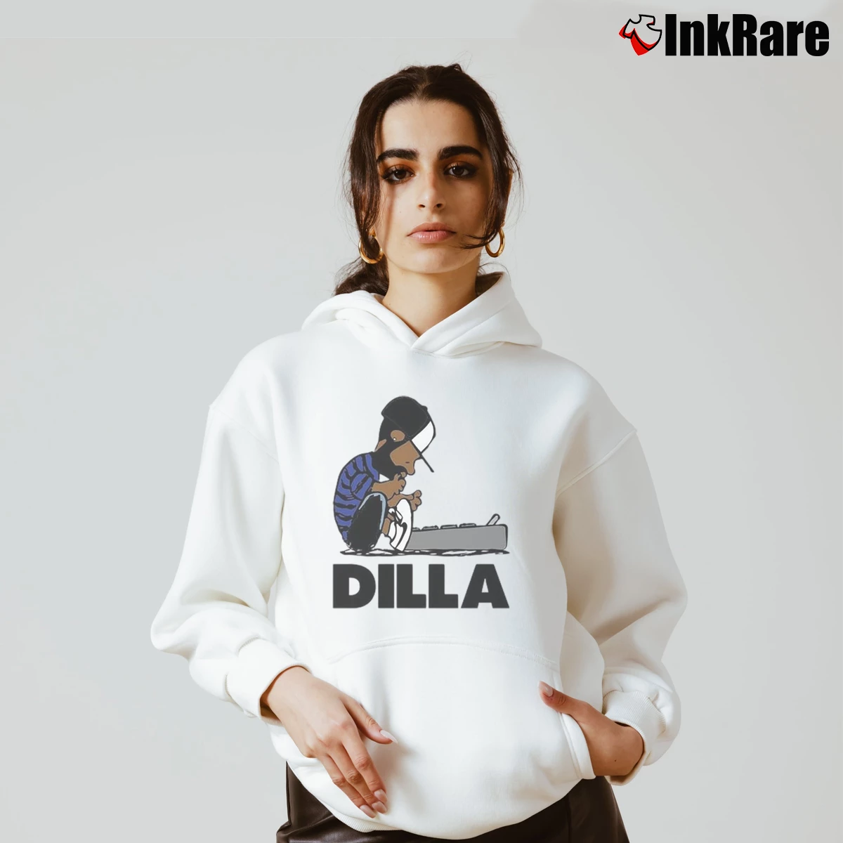 J Dilla Charlie Brown Mashup Women’s Cozy Hoodie in white – Urban Chic Women’s J Dilla Charlie Brown Mashup Cozy Hoodie in white | Warm, Structured, Stylish