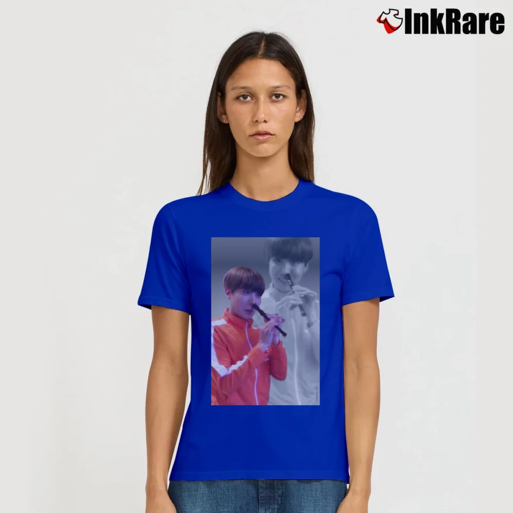 Women’s J - Hope Flute Flashback Ver Graphic Signature T-Shirt in royal blue | Soft, Flattering Fit
