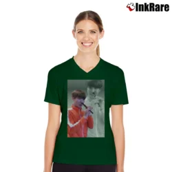 Women’s J - Hope Flute Flashback Ver Graphic V-Neck Tee in forest green | Chic Neckline, Soft Texture