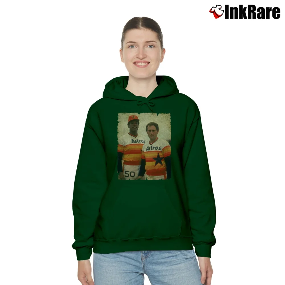 Women’s j.r. richard and nolan ryan houston astros mlb legends baseball fan Cozy Hoodie in forest green | Warm, Structured, Stylish