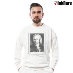 Men’s J S Bach Musician Crewneck Sweatshirt in white | Cozy Fabric, Clean Style