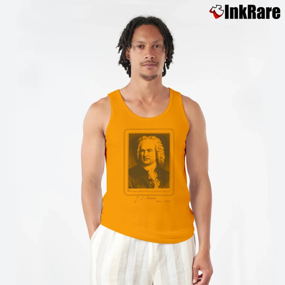 Men’s J S Bach Musician Tank Top in orange | Breathable, Active-Friendly Design