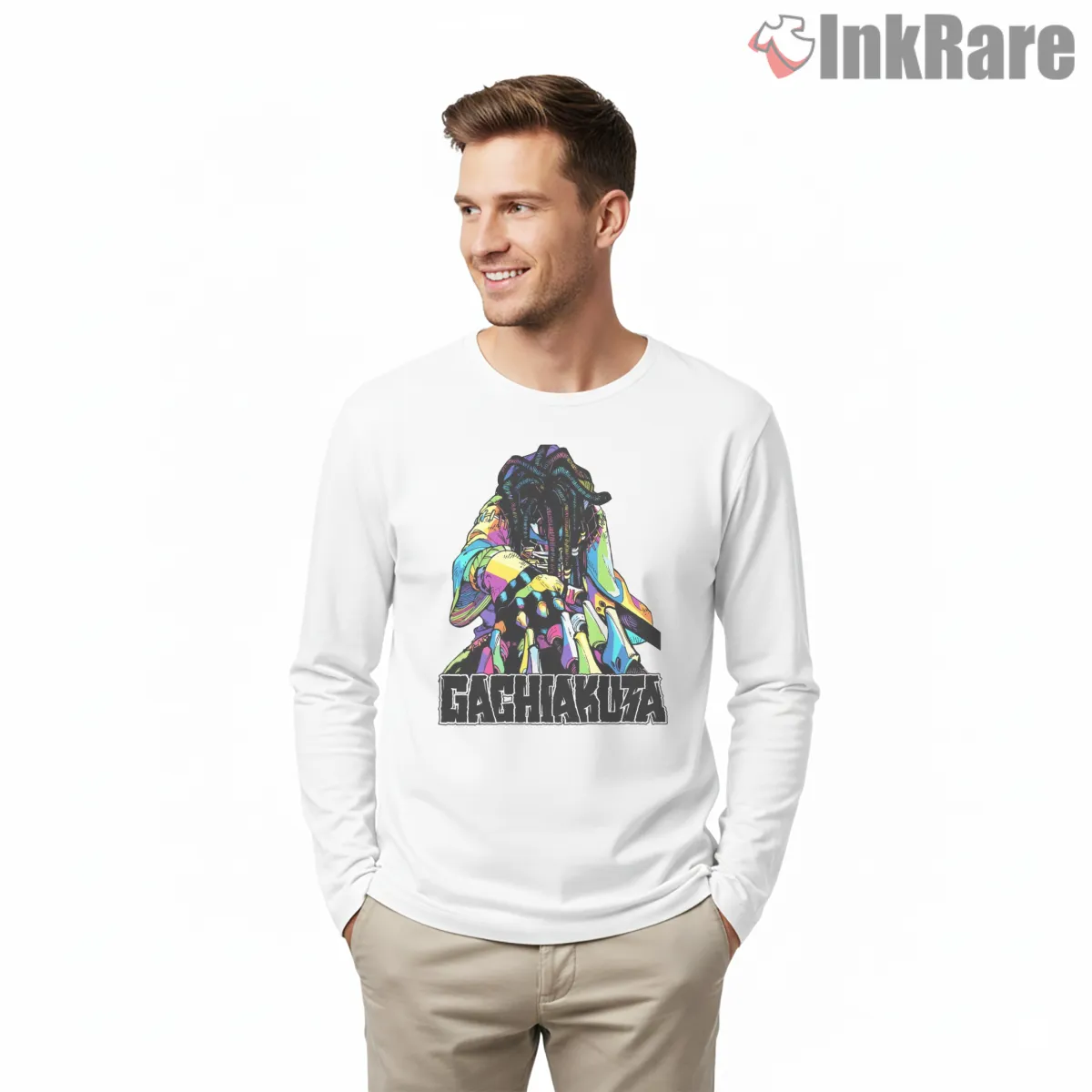 Jabber Neon Abstract Color Burst Gachiakuta Shirt on white long sleeve shirt for men graphic tee
