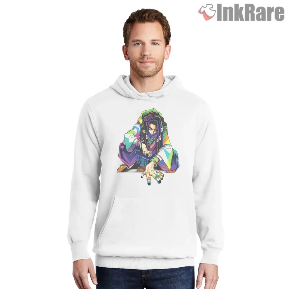 Jabber Neon Pop Art Portrait Abstract Anime Shirt on white hoodie for men graphic tee