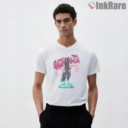 Jabber Streetwear Standing Pose Graffiti Anime Shirt on white v-neck shirt for men graphic tee
