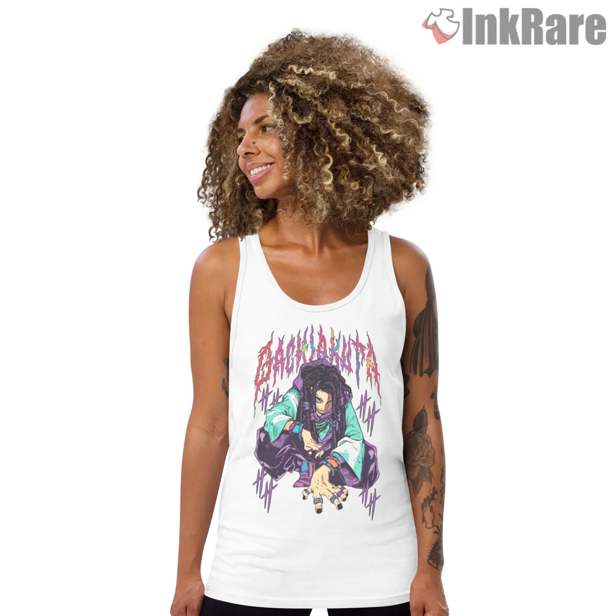 Jabber Urban Street Pose Grunge Typography Anime Shirt on white tank top for women graphic tee